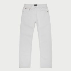 Cherry LA Denim A 5 Poches A Jambe Droite (Blanc) | Pantalon