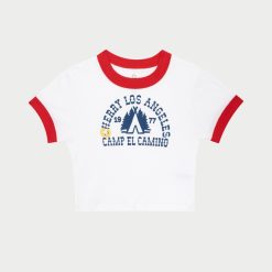 Cherry LA T-Shirt Camp Ringer Pour Bebe (Blanc/Rouge) | Aux Femmes